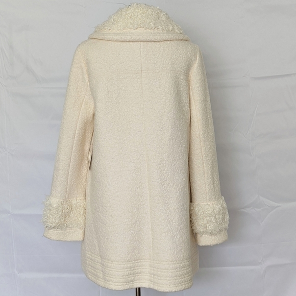 Free People Coat Jacket Wool Blend Sherpa Trim Button Front Lined Ivory L NWT - Picture 10 of 16